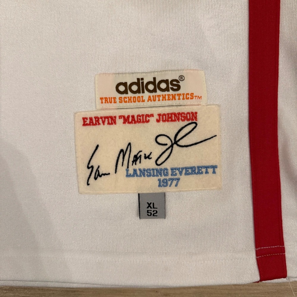 Adidas Magic Johnson Lansing Everett High School Vikings Jersey XL 52 White Red - Picture 2 of 10